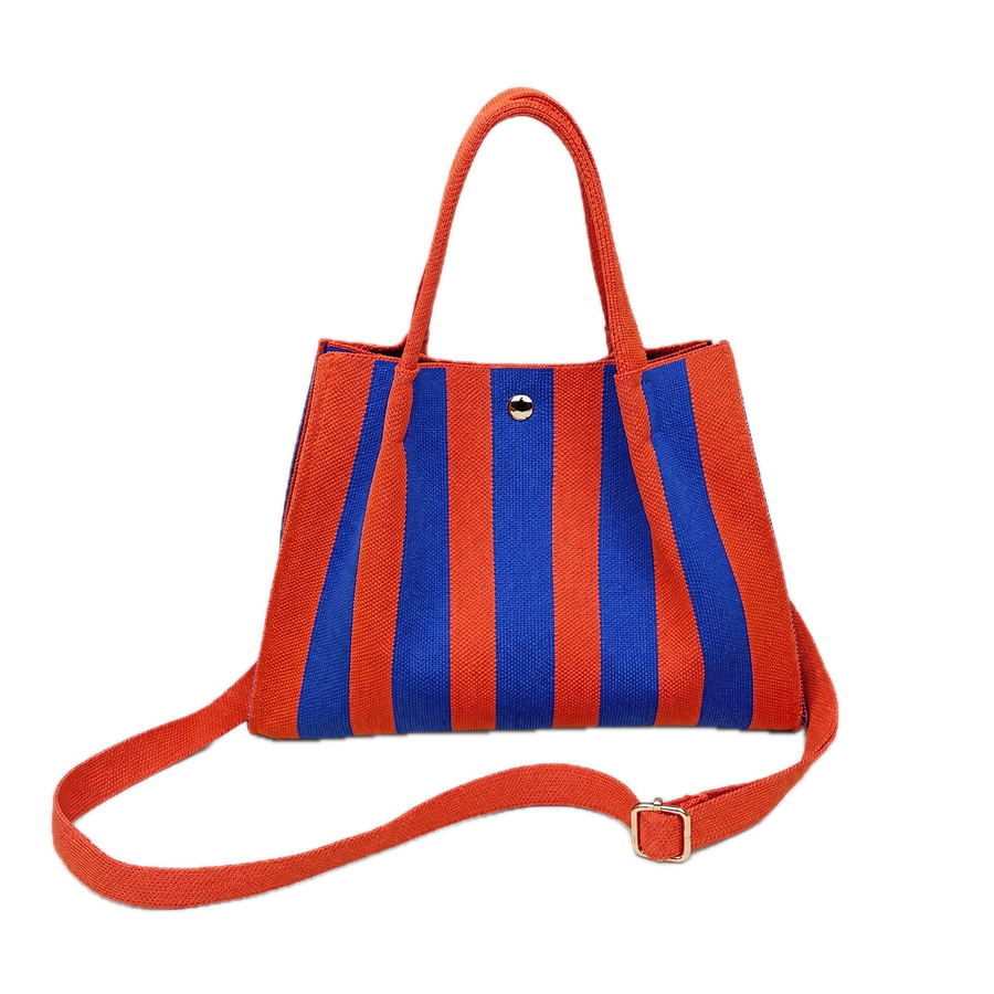 Striped Tote Bag with Shoulder Strap