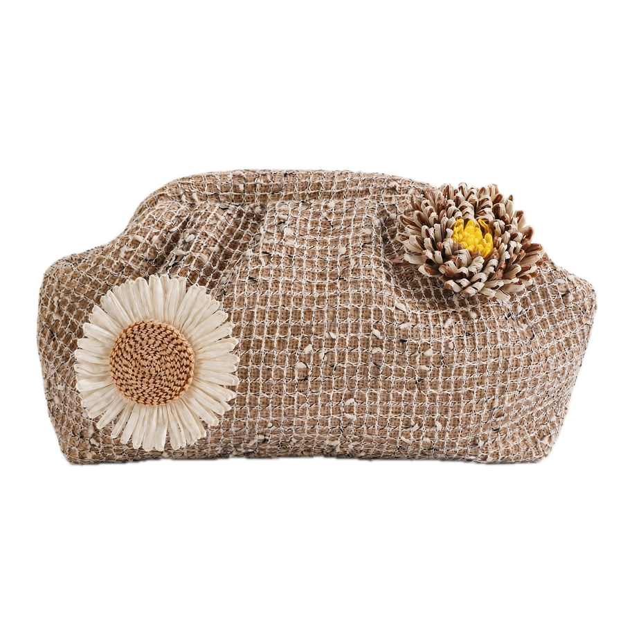 Raffia Clutch with Flower