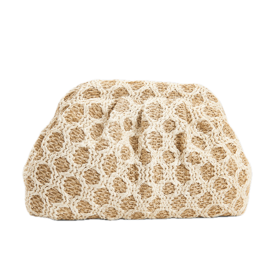 Dotted Raffia Clutch