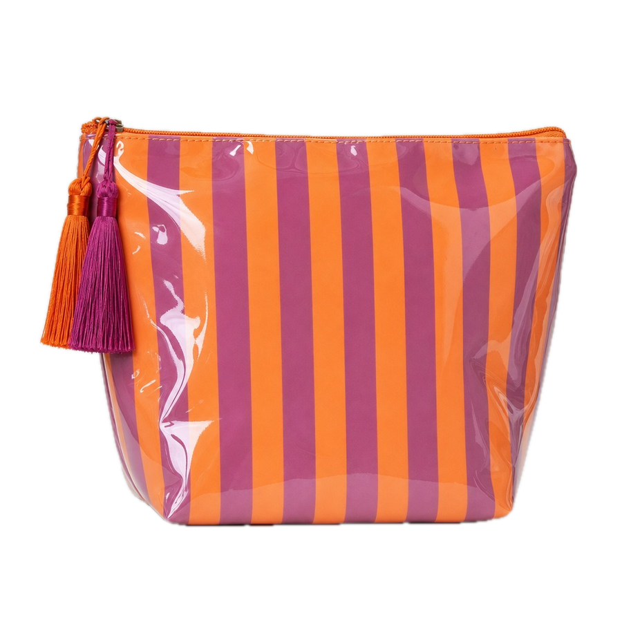 Striped Wash Bag with Tassel