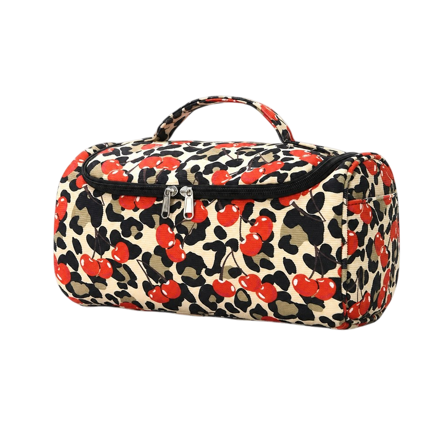 Cherry Leopard Toiletry Bag